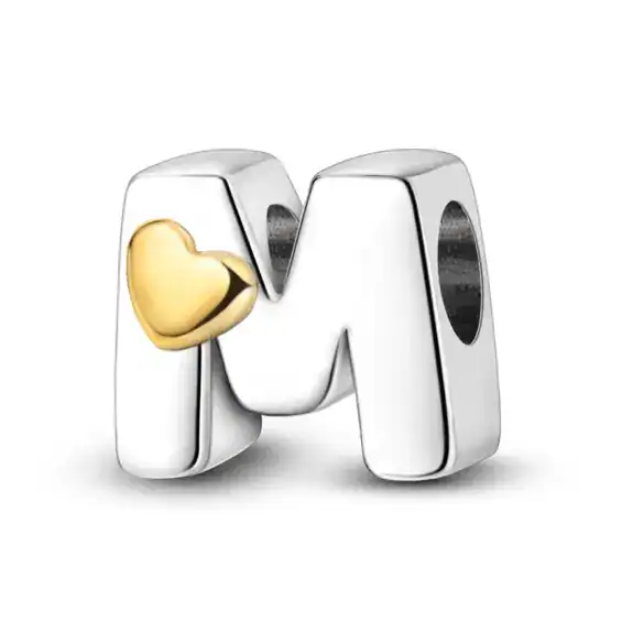 Charm in Argento 925 Compatibile con bracciale Pandora - Lettere - KJC874-M