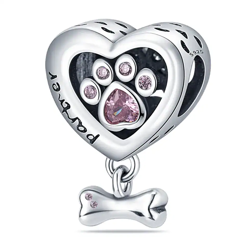 Charm in Argento 925 Compatibile con bracciale Pandora (Collezione Cuore)