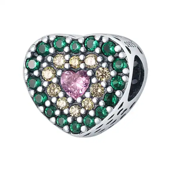 Charm in Argento 925 Compatibile con bracciale Pandora (Collezione Cuore) - PAC003
