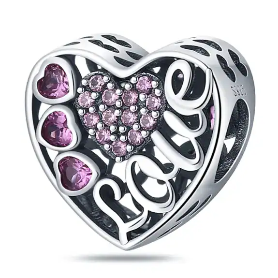 Charm in Argento 925 Compatibile con bracciale Pandora (Collezione Cuore) - PAC211
