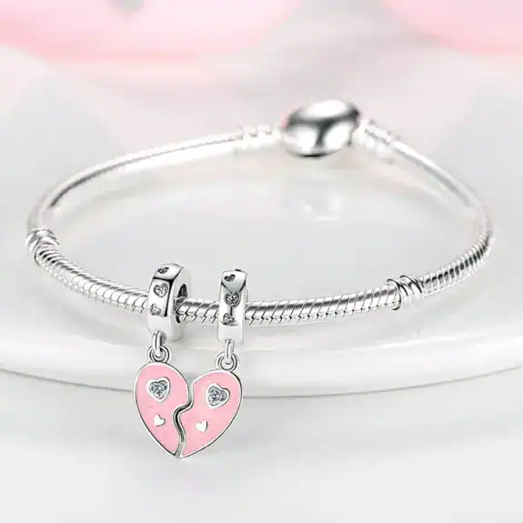 Charm in Argento 925 Compatibile con bracciale Pandora (Collezione Cuore)