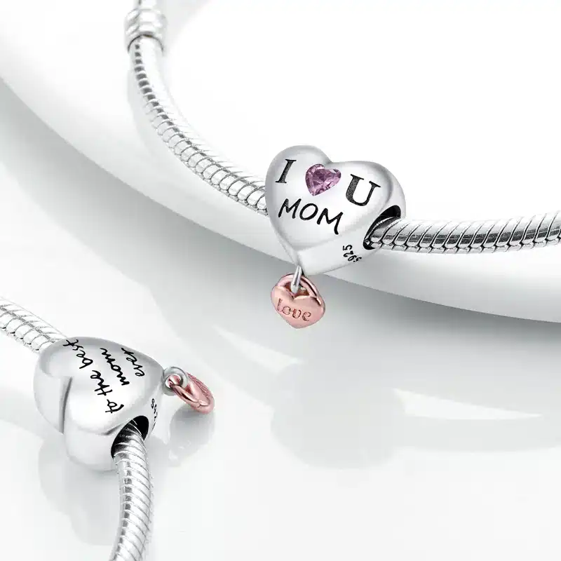 Ciondolo Mamma PHCLASY In Argento 925, Compatibile Con Bracciali Europei, Regalo Per La Festa Della Mamma