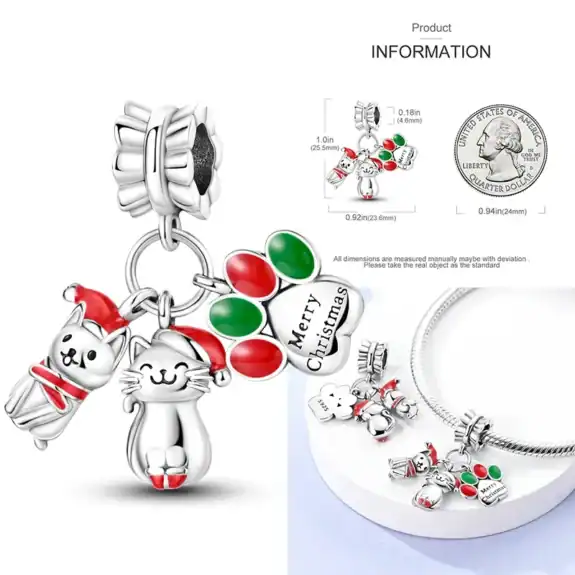 Charm in Argento 925 Compatibile con bracciale Pandora (Collezione Natale) - KTC915