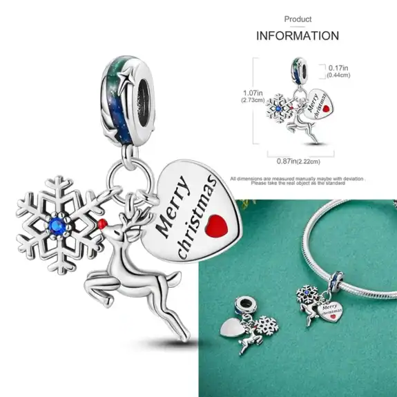 Charm in Argento 925 Compatibile con bracciale Pandora (Collezione Natale) - KTC1360