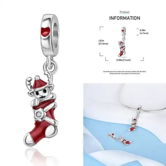 Charm in Argento 925 Compatibile con bracciale Pandora (Collezione Natale) - OMT632