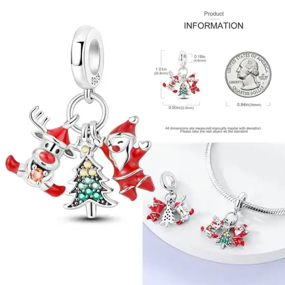 Charm in Argento 925 Compatibile con bracciale Pandora (Collezione Natale) - KTC890