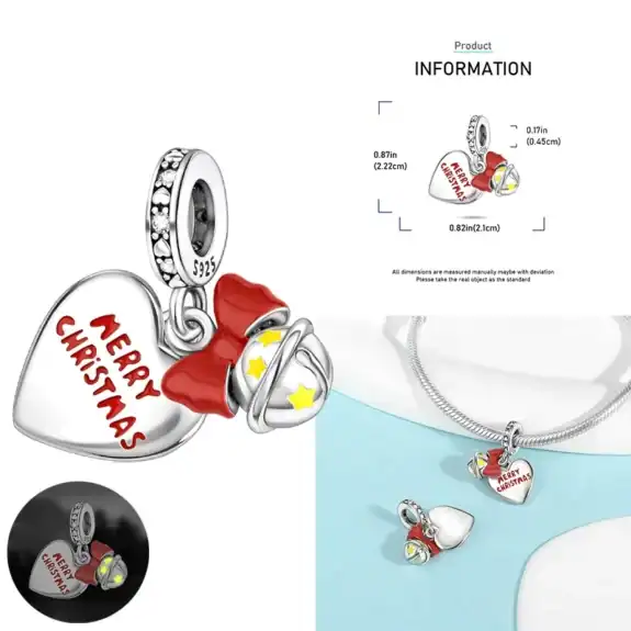 Charm in Argento 925 Compatibile con bracciale Pandora (Collezione Natale) - OMT975