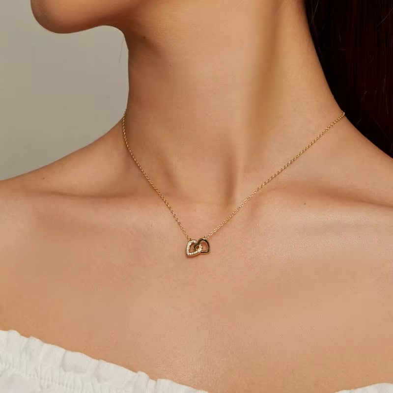 Collana Cuori Intrecciati - Argento925 con Zirconi Cubici - immagine 7