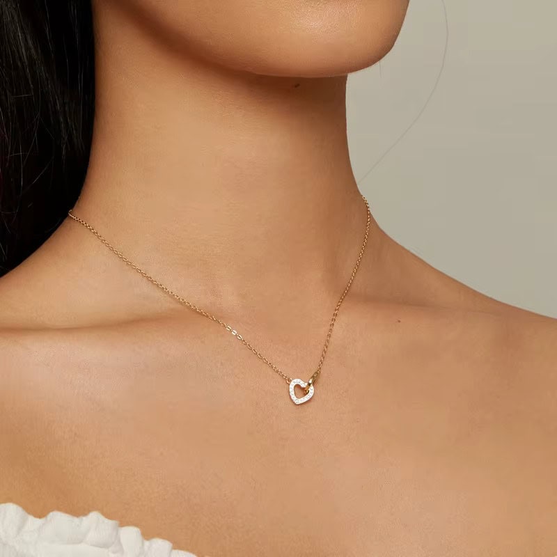 Collana Cuori Intrecciati - Argento925 con Zirconi Cubici - immagine 9