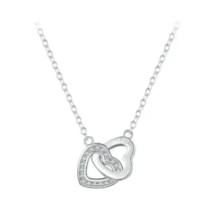 Collana Cuori Intrecciati - Argento925 con Zirconi Cubici - Silver