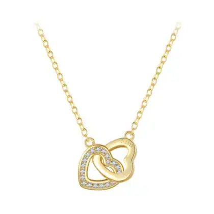 Collana Cuori Intrecciati - Argento925 con Zirconi Cubici - Gold